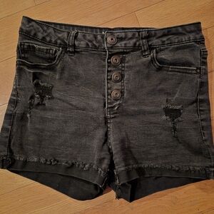 NOBO Black Button-Up Jean Shorts